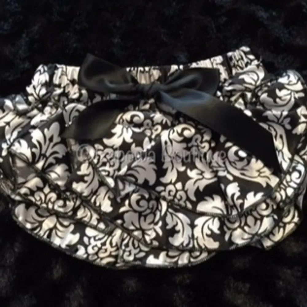 Damask Satin Bloomers with Black Satin Bow  SATDABL  NWT Boutique